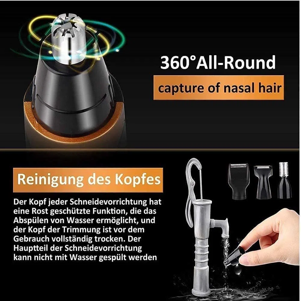 tagliacapelli per il naso, Tagliapeli naso 4 in 1, ricaricabile tramite USB, facile pulizia
