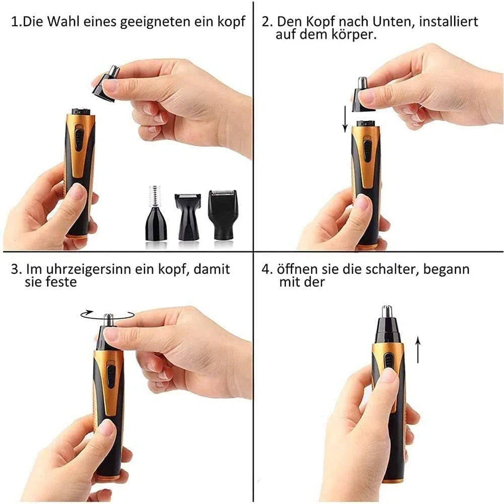 tagliacapelli per il naso, Tagliapeli naso 4 in 1, ricaricabile tramite USB, facile pulizia
