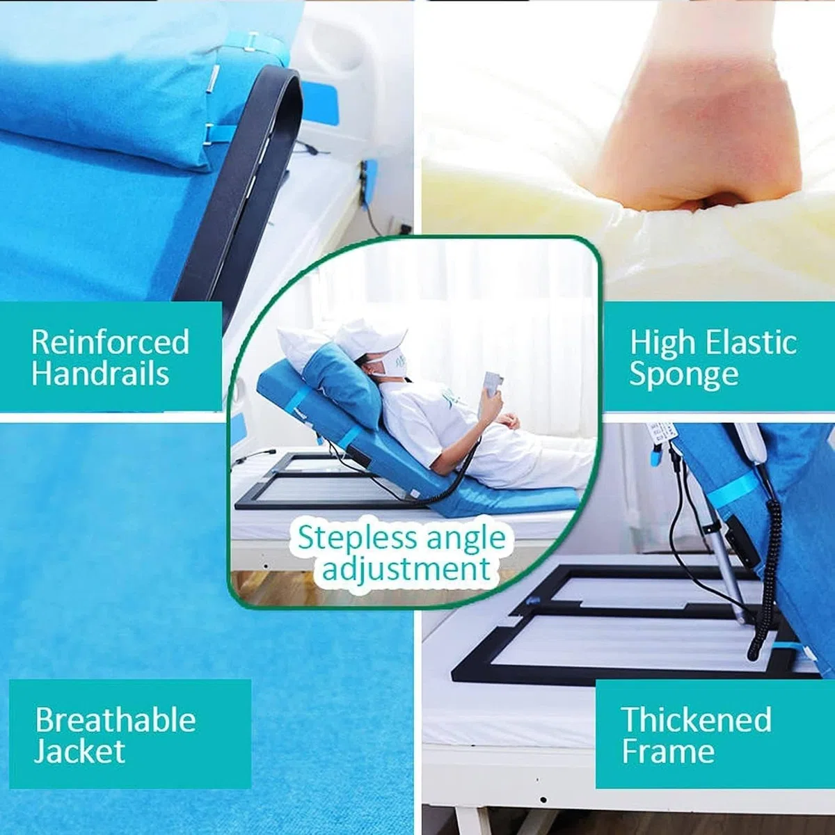 Schienale per Letto Elettrico Regolabile, Schienale per Letto Elettrico, Schienale per Letto sollevabile per Anziani, Sedia Portatile per sedersi, per Supporto Collo, Testa e Lombare, A