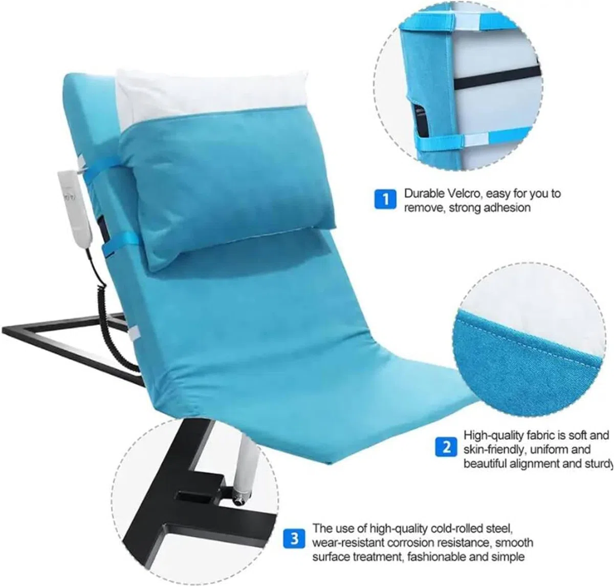 Schienale per Letto Elettrico Regolabile, Schienale per Letto Elettrico, Schienale per Letto sollevabile per Anziani, Sedia Portatile per sedersi, per Supporto Collo, Testa e Lombare, A