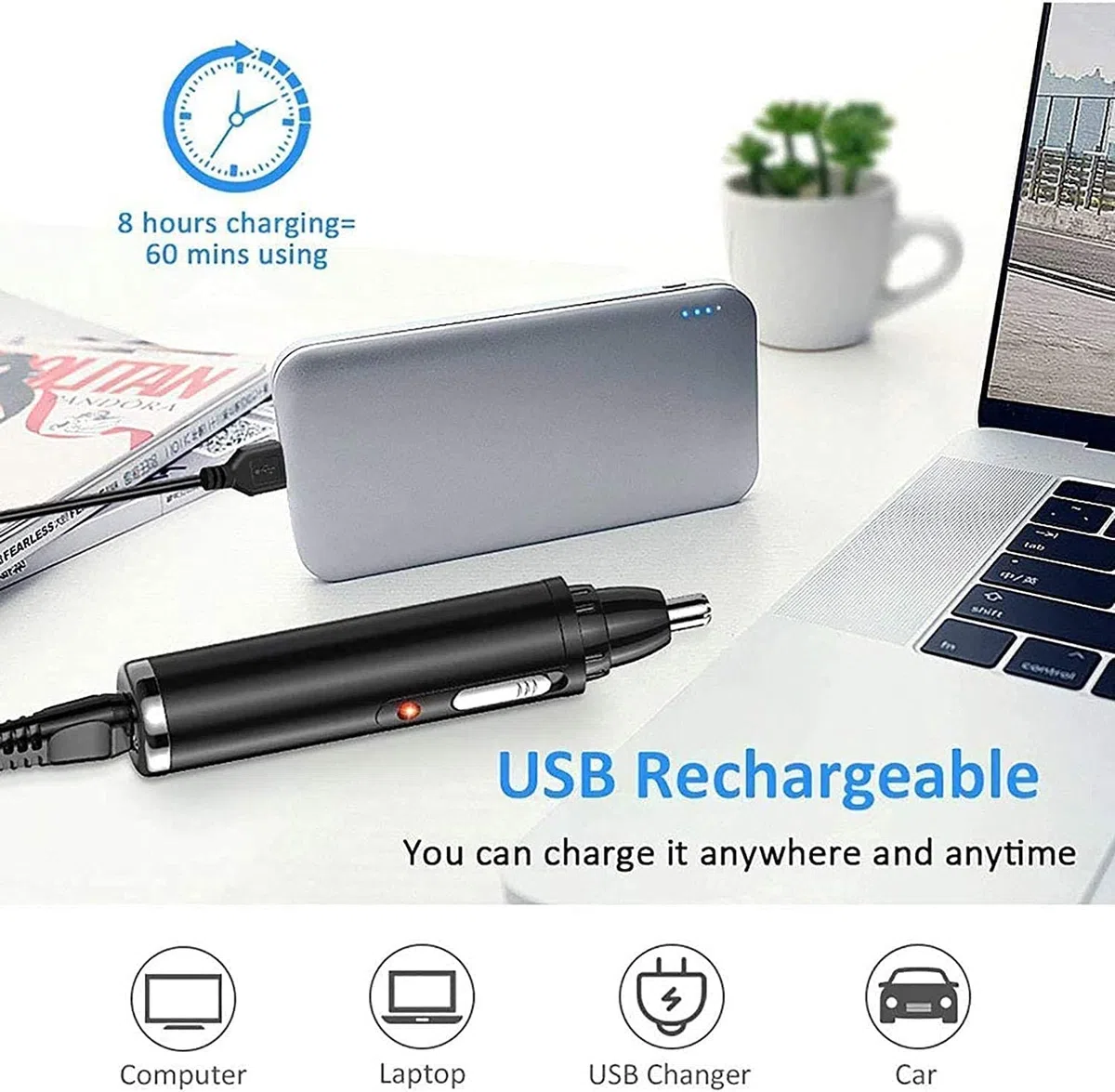 tagliacapelli per il naso, Tagliapeli naso ricaricabile tramite USB 4 in 1