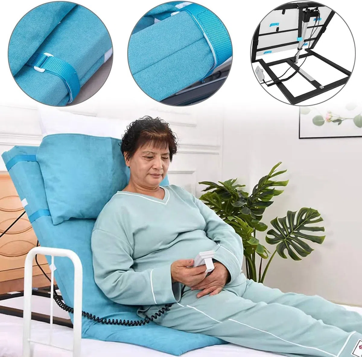 Sollevatore di Cuscino Medico Sit-up Regolabile Elettrico Alzata Assistita Schienale Regolabile Sollevabile Schienale Letto Include Sistema di Pompa Elettrica, A