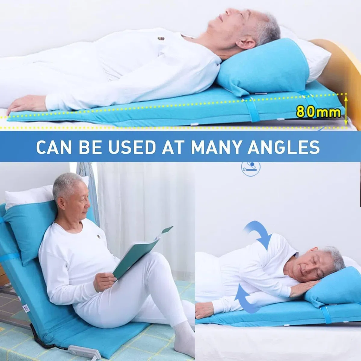 Schienale per Letto Elettrico Regolabile, Schienale per Letto Elettrico, Schienale per Letto sollevabile per Anziani, Sedia Portatile per sedersi, per Supporto Collo, Testa e Lombare, A