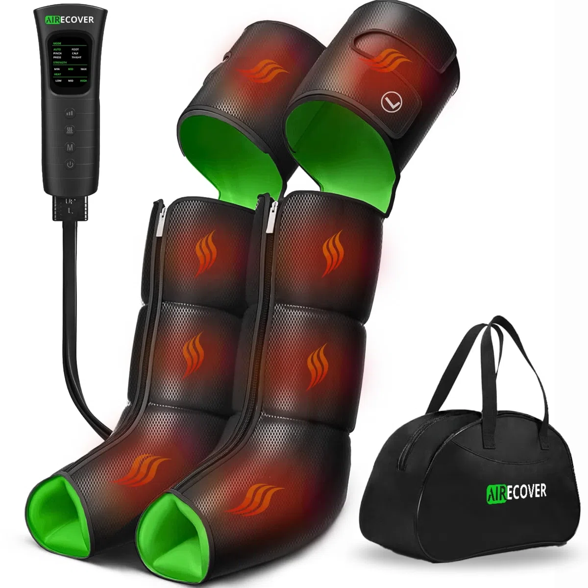 Massaggiatore a Compressione con Calore per Circolazione e Sollievo dal Dolore, 3 in 1 per Piedi, Polpacci e Cosce, Stivali per Linfedema, Gambe Gonfie ed Edema