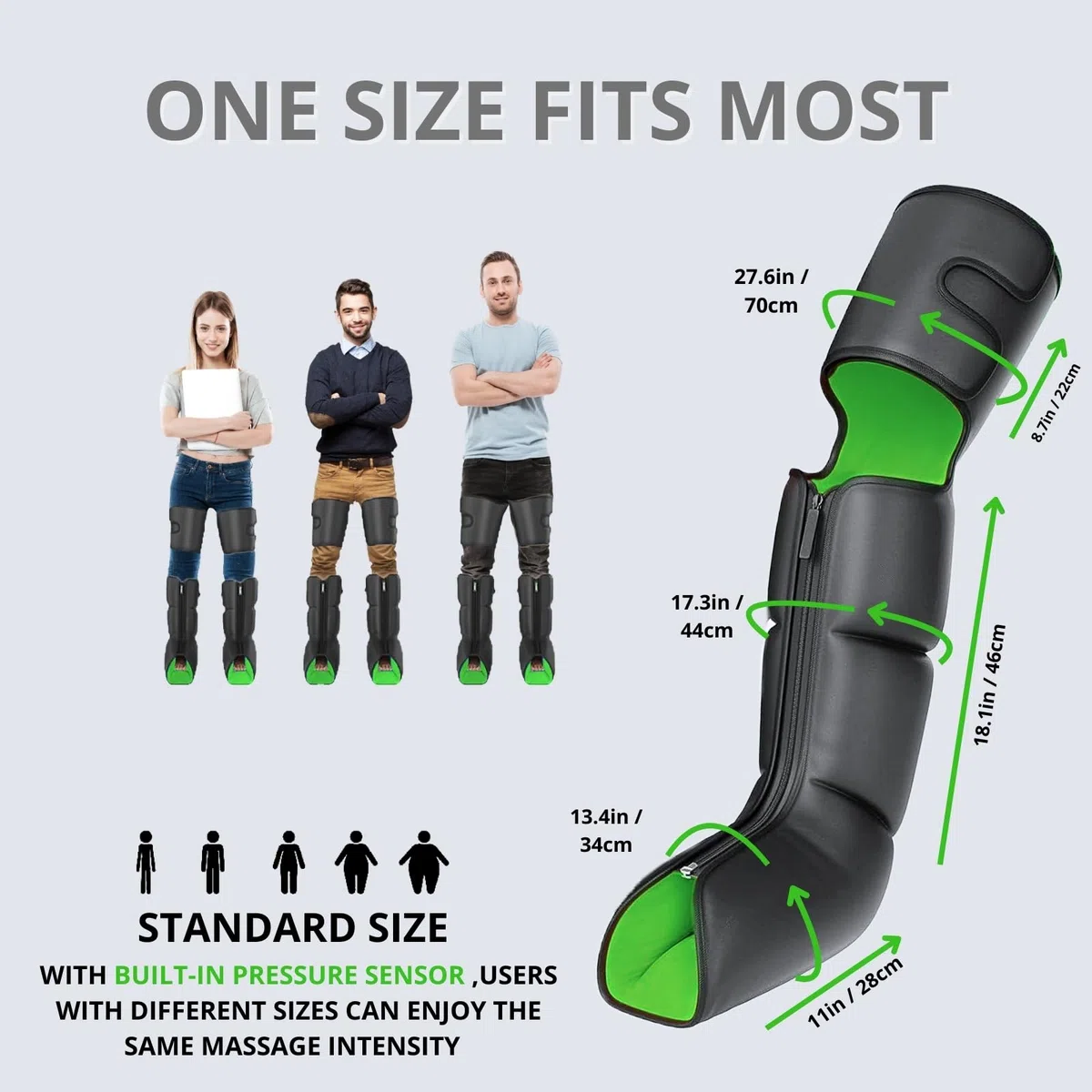 Massaggiatore a Compressione con Calore per Circolazione e Sollievo dal Dolore, 3 in 1 per Piedi, Polpacci e Cosce, Stivali per Linfedema, Gambe Gonfie ed Edema